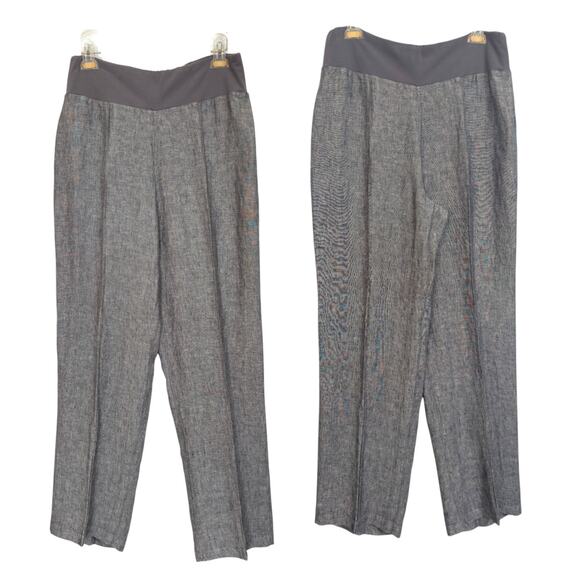 Coldwater Creek Gauzy Linen Pants 12 Mocha Pull-On Minimalist Lagenlook Capsule - Picture 1 of 9